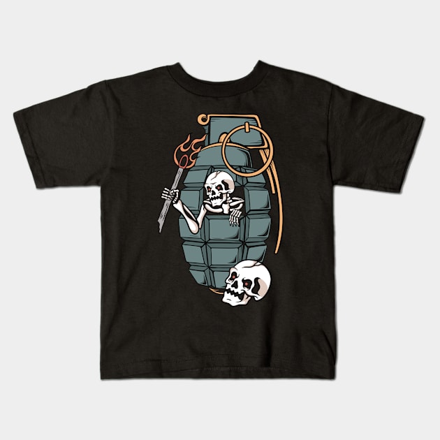 Bomb skull Kids T-Shirt by gggraphicdesignnn